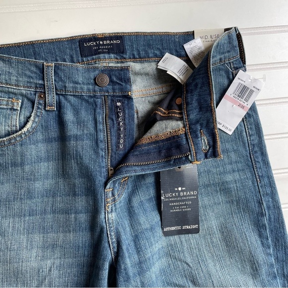 Lucky Brand Authentic Straight Denim Jeans Blue Size 2 26W NWT Mid High Rise - Picture 4 of 10
